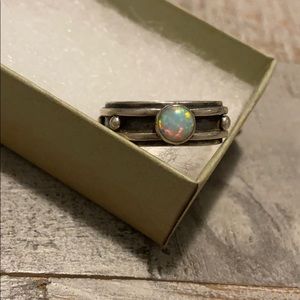 Sterling silver and opal ring
